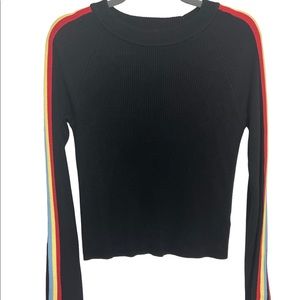 Hippie Rose black cropped sweater long sleeve LG